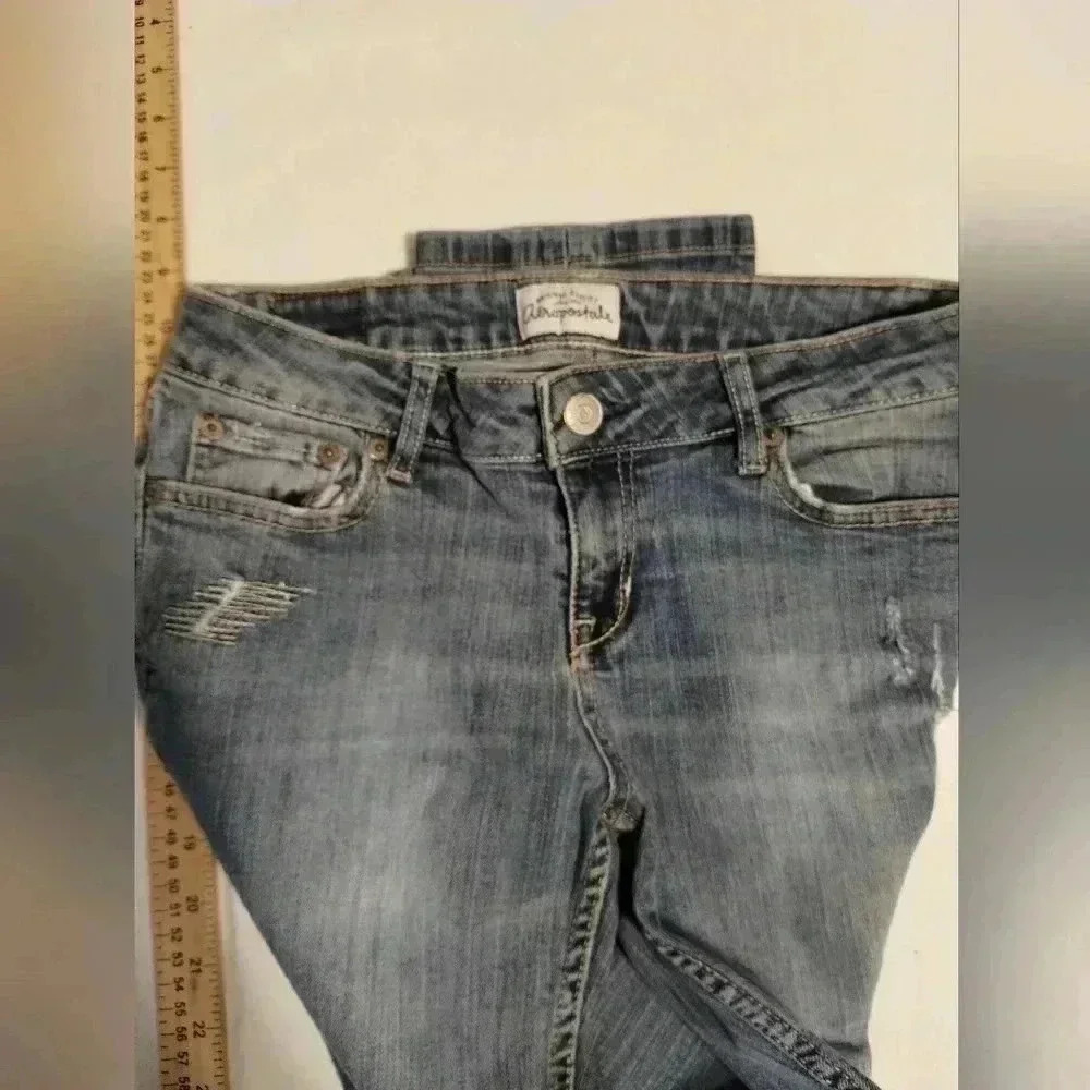 Y2K AEROPOSTALE Womens BAYLA SKINNY Low Rise Jeans Medium Wash Size 7/8 Reg
